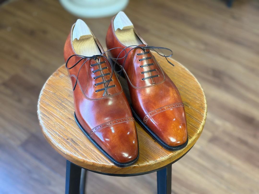 FORME - PREMIUM MARBLE PATINA TAN LEATHER LACEUP