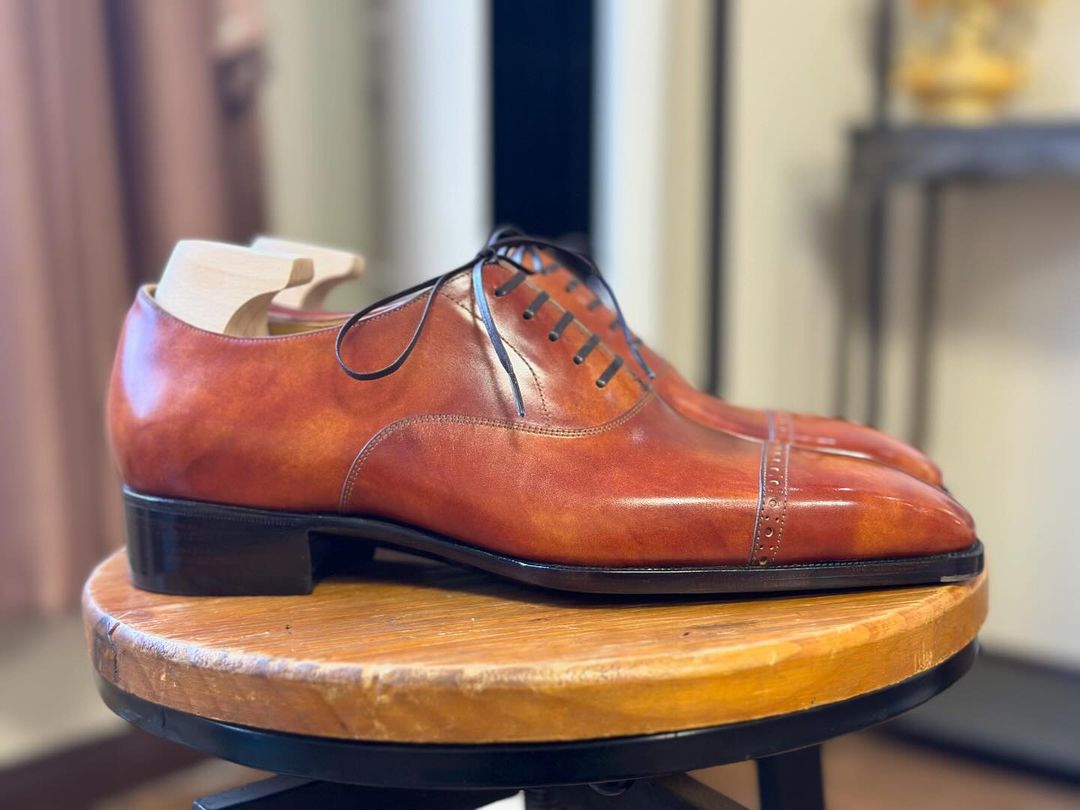 FORME - PREMIUM MARBLE PATINA TAN LEATHER LACEUP