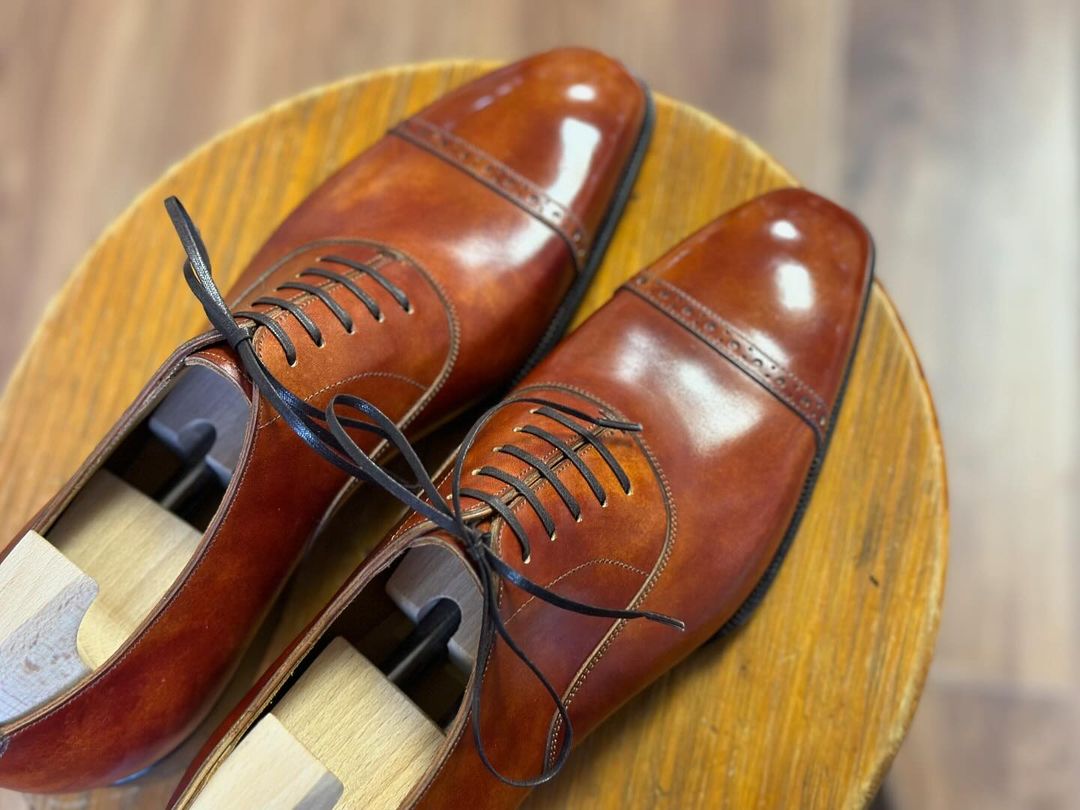 FORME - PREMIUM MARBLE PATINA TAN LEATHER LACEUP