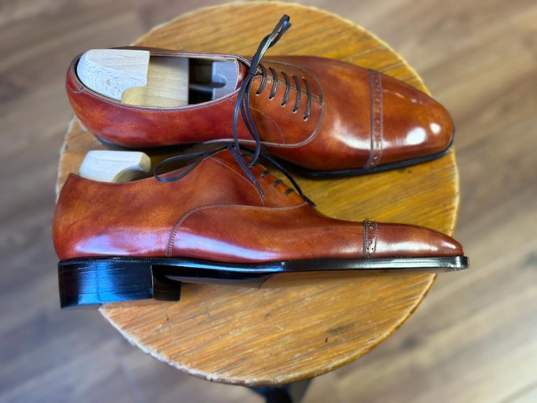 FORME - PREMIUM MARBLE PATINA TAN LEATHER LACEUP