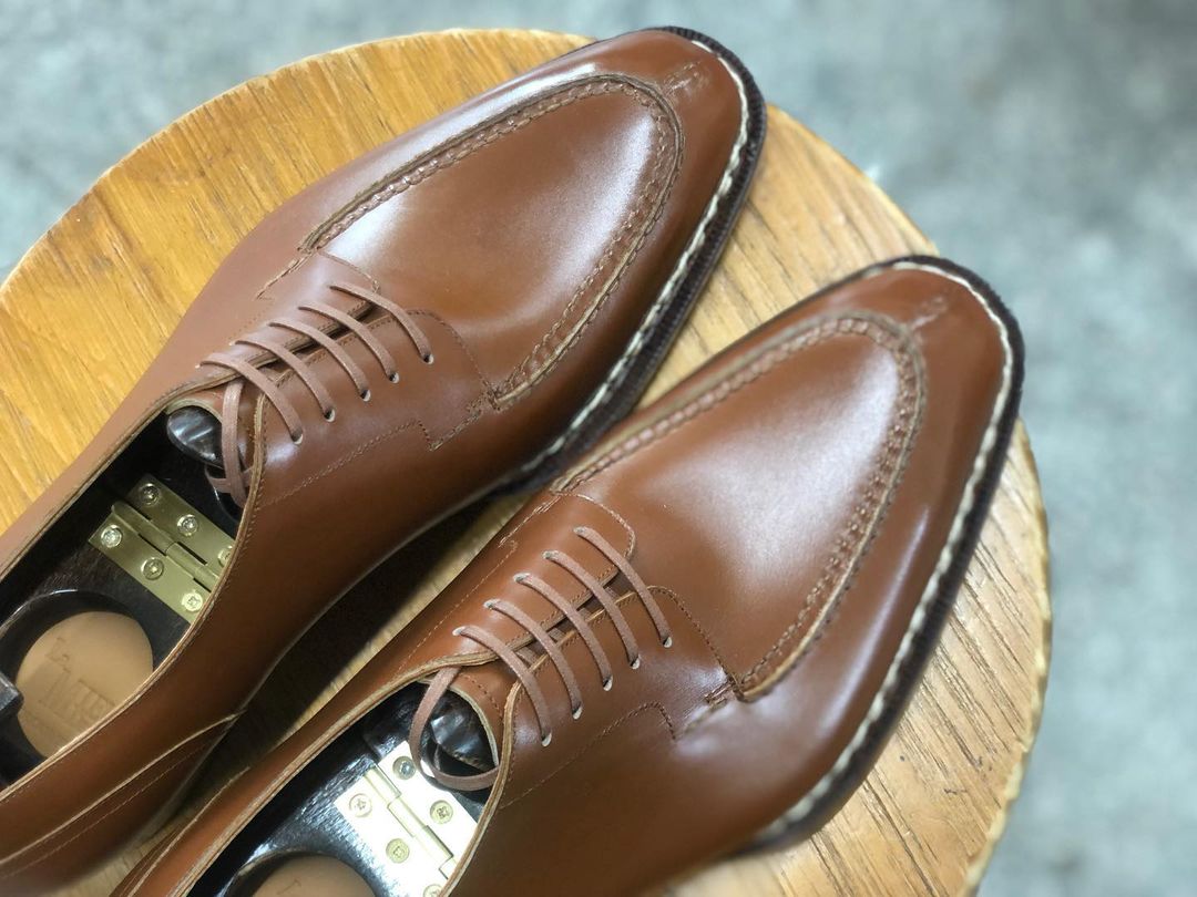 REGAL - TAN BROWN SPLIT TOE DERBY LACEUP