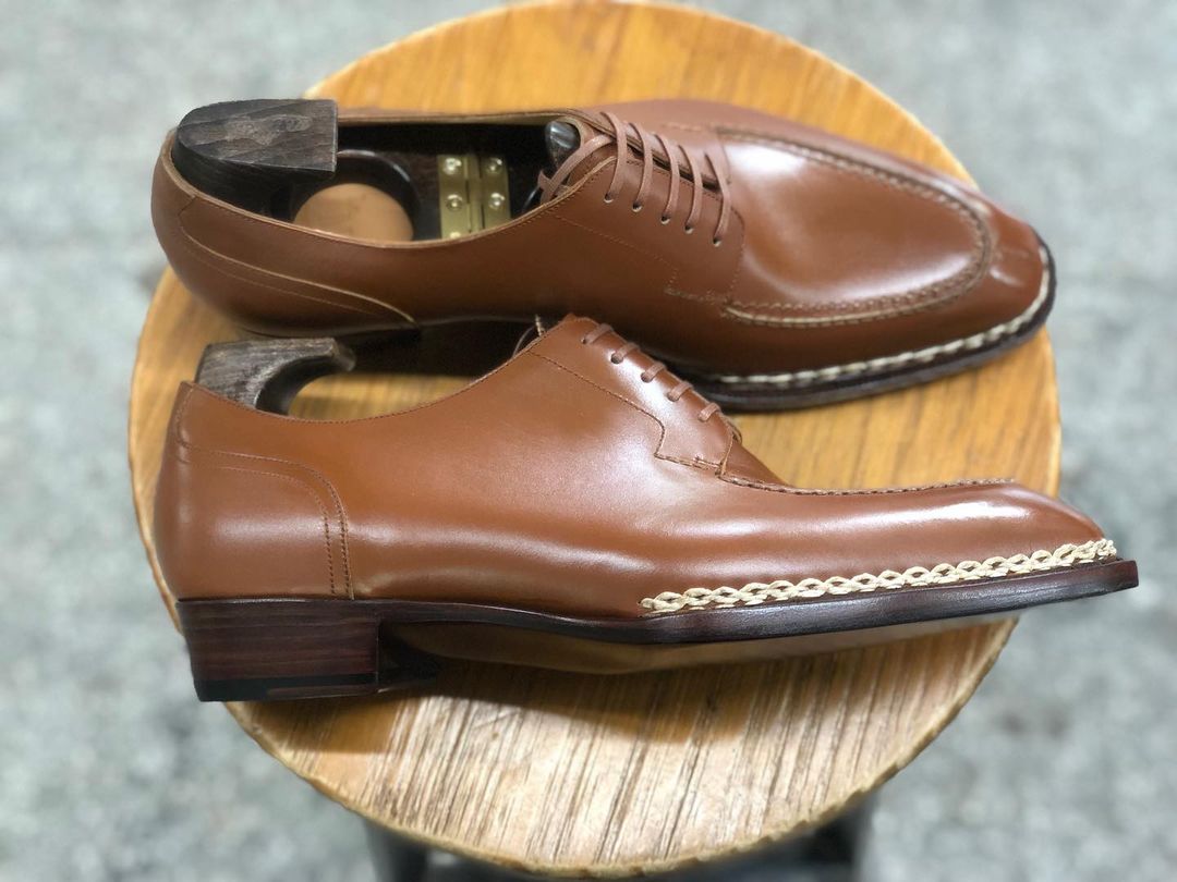 REGAL - TAN BROWN SPLIT TOE DERBY LACEUP