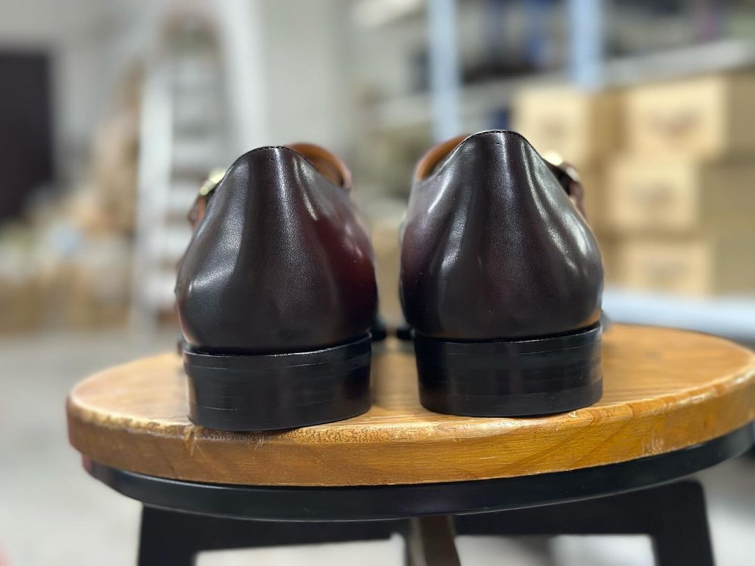 LENNOX - DARK MAROON REFINED CRUST MONKSTRAP