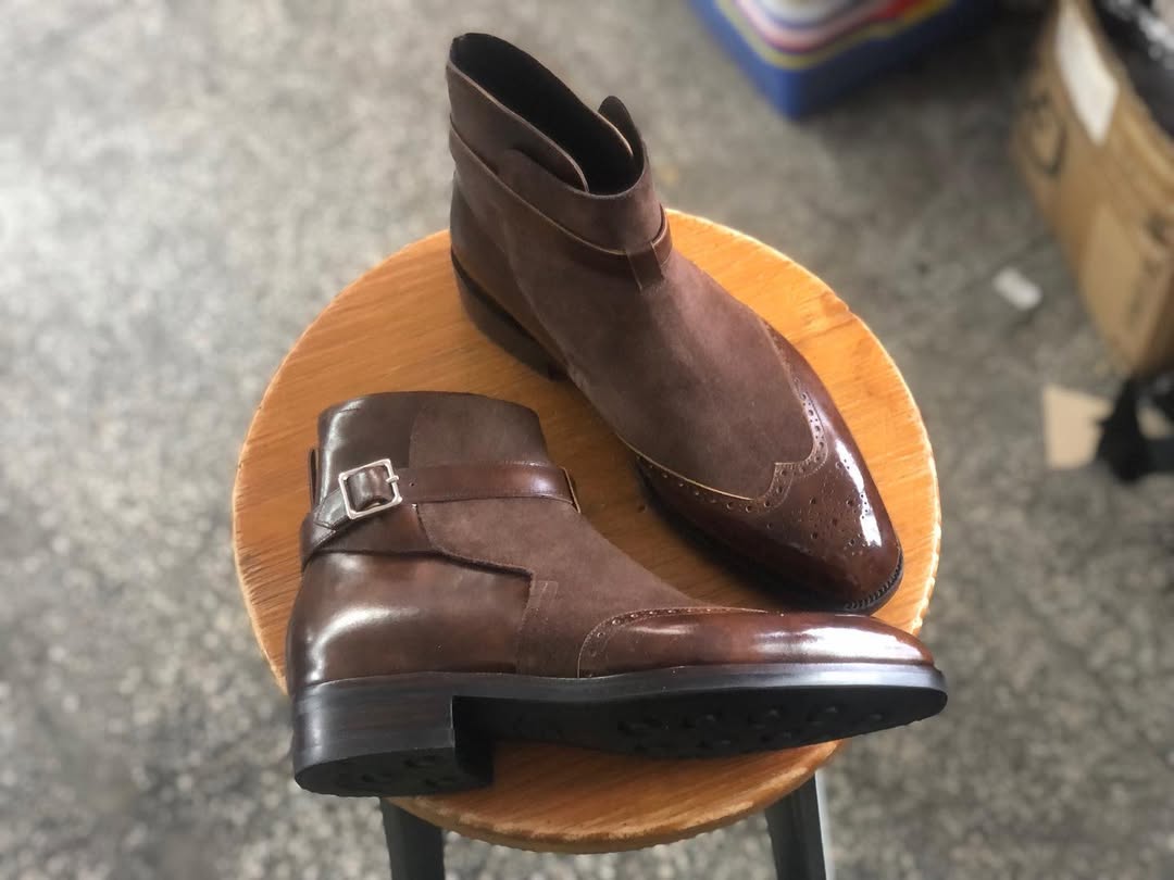 FRANCO - SEMI SQUARE TOE COFFEE JODHPUR BOOTS