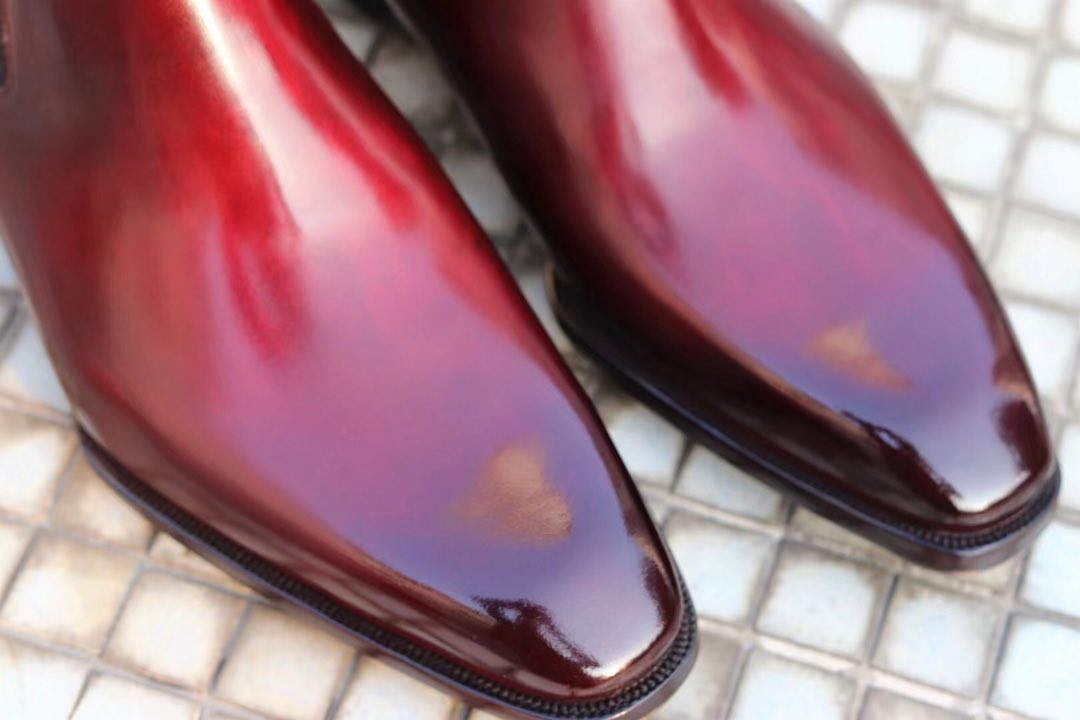 LUCIANO - RED WINE LEATHER CHELSEA BOOTS