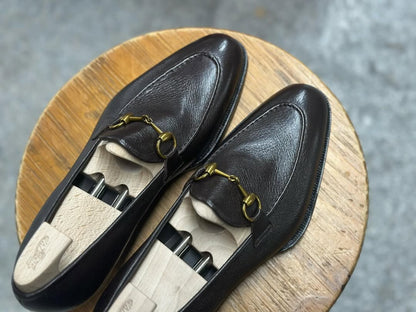SIENNA  - BROWN MILLED HORSEBIT LOAFERS