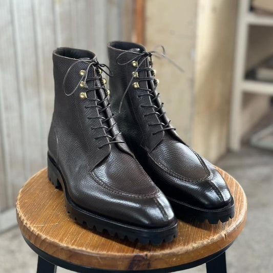 PRIME - LEGENDARY BROWN MILLED SPLIT TOE LACE BOOT