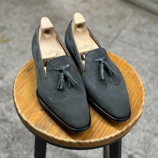 CAPTAIN - GREY SUEDE TESSEL LOAFER