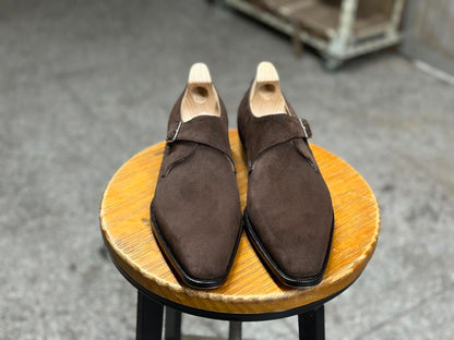 MOCHA GRACE -  BROWN SUEDE SINGLE MONKSTRAP