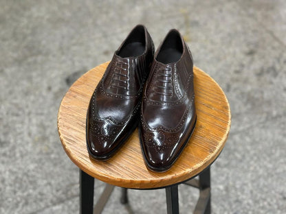 LORENZO - DARK BROWN BROGUE OXFORDS