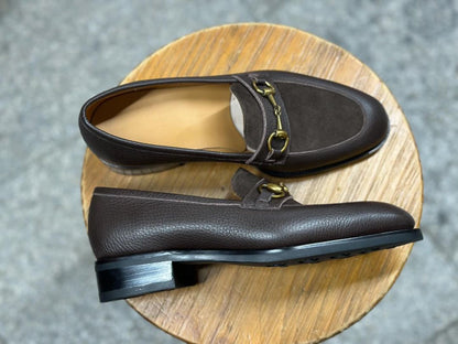 BROOKS - BROWN SUEDE HORSEBIT LOAFER