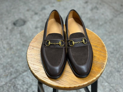 BROOKS - BROWN SUEDE HORSEBIT LOAFER
