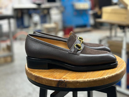 BROOKS - BROWN SUEDE HORSEBIT LOAFER