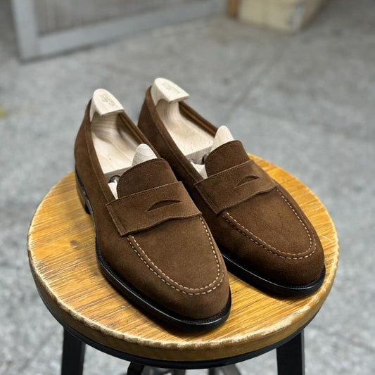 TONY - CLASSIC BROWN SUEDE PENNY LOAFER