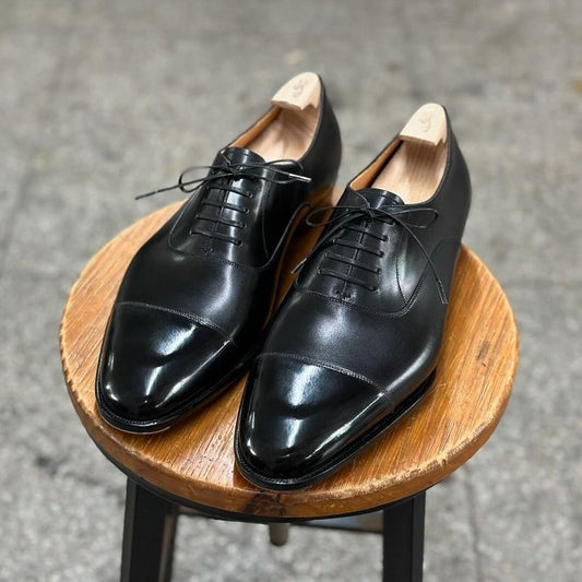 ROBERTO - SEAMLESS STYLE MENS'S BLACK CAPTOE OXFORDS