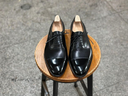 ROBERTO - SEAMLESS STYLE MENS'S BLACK CAPTOE OXFORDS