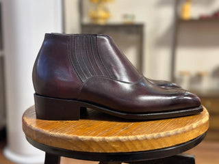LUCIA - PREMIUM BURGANDY ELASTICATED LOW ANKLE BOOT
