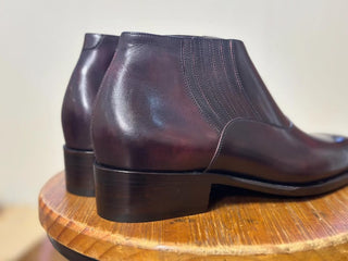 LUCIA - PREMIUM BURGANDY ELASTICATED LOW ANKLE BOOT