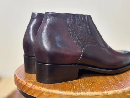 LUCIA - PREMIUM BURGANDY ELASTICATED LOW ANKLE BOOT