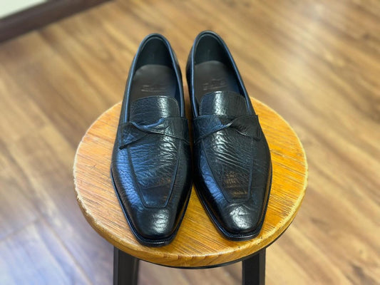 DARWIN - BLACK CRUSHED TWISTED STRAP LOAFER