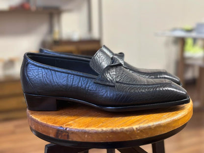 DARWIN - BLACK CRUSHED TWISTED STRAP LOAFER