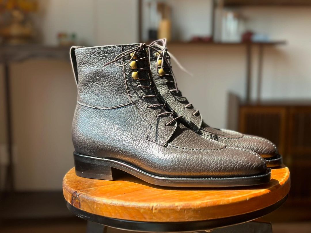 BASTIAN - OLIVE MILLED LACEUP BOOT