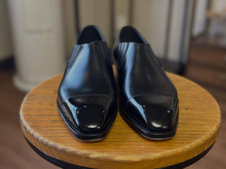 CHARLES - BLACK LEATHER CAP TOE LOAFERS