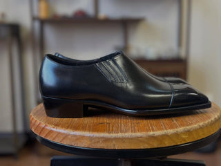 CHARLES - BLACK LEATHER CAP TOE LOAFERS