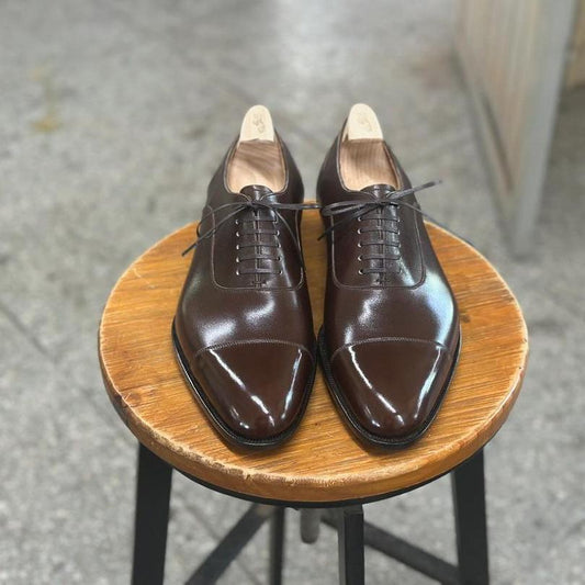 POLISHED PRECISION MEN'S BROWN OXFORD LACEUP