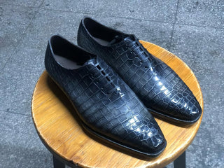BENOIT FIDDLEBACK | BLUE WHOLECUT ALLIGATOR LACEUPS