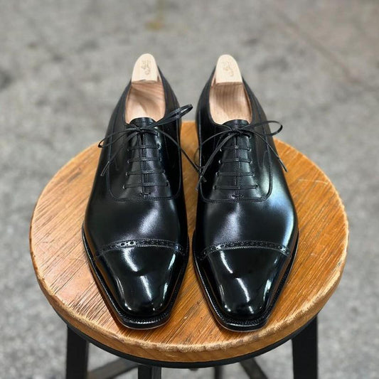 FORME - PREMIUM BLACK CAP TOE OXFORD LACEUP