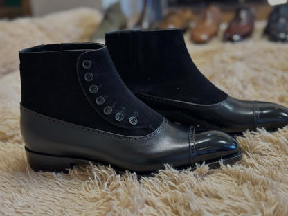 Aaron - BLACK BUTTON BOOTS