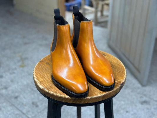 LOUIS - YELLOW BROWN PATINA CHELSEA BOOTS