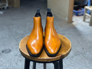 LOUIS - YELLOW BROWN PATINA CHELSEA BOOTS