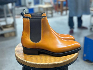 LOUIS - YELLOW BROWN PATINA CHELSEA BOOTS
