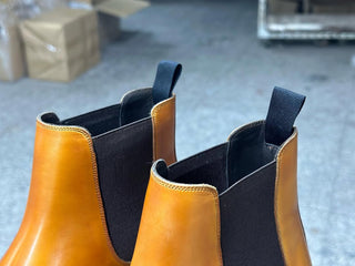 LOUIS - YELLOW BROWN PATINA CHELSEA BOOTS