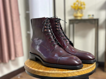 Addison - BURGUNDY DERBY BOOTS