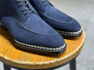 JACQUES FIDDLEBACK | NAVY SUEDE DERBY BOOTS