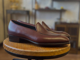 SHIMME FIDDLEBACK | BROWN PLAIN LEATHER LOAFER