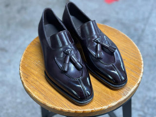 ARMAND - DARK BROWN SPLIT-TOE TASSEL LOAFERS