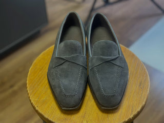 ALICK FIDDLEBACK | DARK GREY SUEDE PENNY LOAFERS