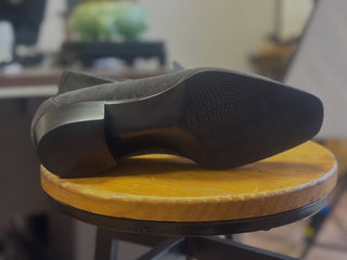 ALICK FIDDLEBACK | DARK GREY SUEDE PENNY LOAFERS