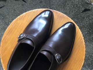 ROMANO - DARK BROWN BOX CALF SINGLE MONS STRAP