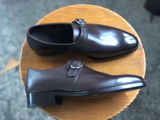 ROMANO - DARK BROWN BOX CALF SINGLE MONS STRAP
