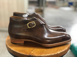 YANNICK - BROWN SINGLE MONK ANKLE BOOTS