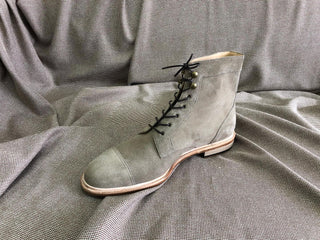 BECKETT - GREY SUEDE LACE-UPS ANKLE BOOTS