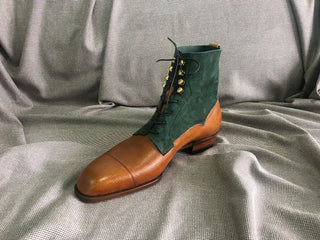 BARRY - GREEN & TAN BALMORAL BOOTS