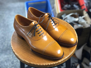 RENZO FIDDLEBACK | YELLOW BROWN LEATHER OXFORDS