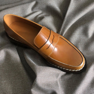 CLYDE FIDDLEBACK | TAN LEATHER PENNY LOAFERS