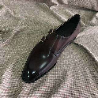 CECIL - RED BROWN SQUARE TOE DOUBLE MONK